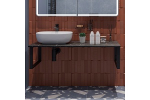 Столешница с раковиной DIWO Элиста 120 чёрный мрамор, с раковиной Moduo 50 Square