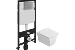 Комплект Унитаз подвесной STWORKI Хадстен SETK3304-0616-001-1-6000 с микролифтом + Система инсталляции для унитазов EWRIKA ProLT 0026-2020 с кнопкой смыва 0041 хром