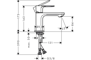 Смеситель для раковины Hansgrohe Rebris E черный матовый  - 2