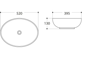 Раковина керамическая накладная AM-78166, цвет белый, 520х395х130 - 2