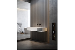 Тумба с раковиной Abber Stein 100 R подвесная белый матовый - 3