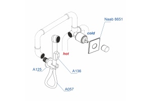 A08657 Встраиваемый комплект для биде со шлангом 120 см - 3