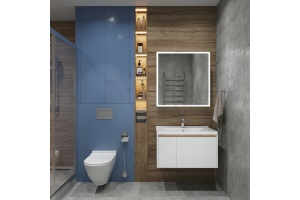 Зеркало-шкаф STWORKI Стокгольм МВК082 80, с подсветкой, прямоугольное, белое, в стиле лофт, навесное - 2