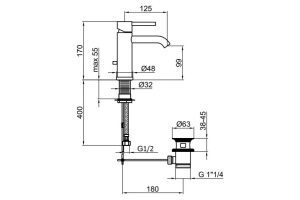 Смеситель для раковины Webert Elio черный матовый (EL830102564) - 3