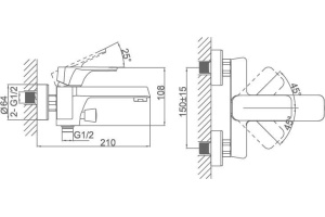 Смеситель для ванны D&K  хром, черный (DA1433215) - 3