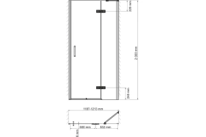 Душевая дверь в нишу Wasserkraft Aller 120х200 R профиль хром стекло прозрачное - 3