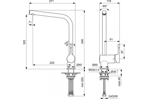 Смеситель для кухни Ideal Standard Ceraline черный матовый - 2