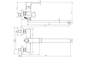 Смеситель Lemark Ursus LM7251BL универсальный с плоск. изл 350мм, дивертор с керамич. пластинам, с а - 2