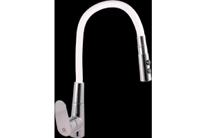 Смеситель для кухни Rav Slezak Amur с гибким изливом хром - белый