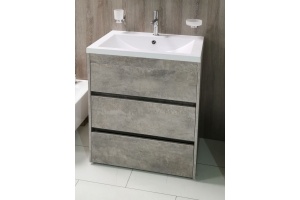 FAMILY База под раковину напольная с тремя выкатными ящиками, Cemento Veneto, 900x480x845, FAMILY-900-3C-PIA-CV