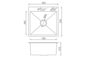 Кухонная раковина Gappo 50х50 сатин - 2