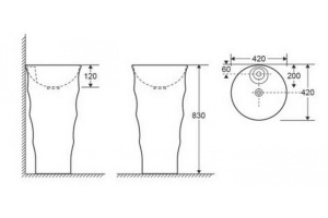 Раковина напольная CeramaLux N 42 см белый (G-308) - 3