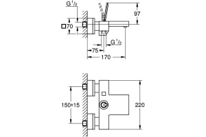 Смеситель Grohe Eurocube Joy 23666000 для ванны с душем - 3