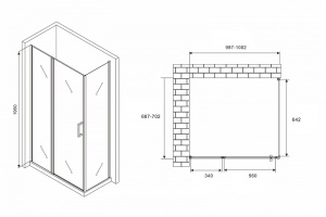 Душевой уголок Abber Sonnenstrand 100х70 черный, матовый (AG04100BS-S70B) - 3
