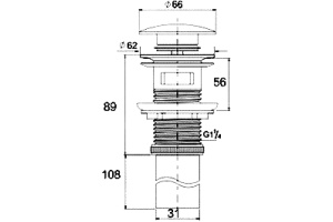 Донный клапан для раковины Boheme 612-B/2 с переливом, чёрный - 2