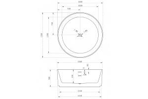 Акриловая ванна Abber 150х150 белая без гидромассажа - 3
