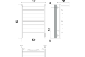 Электрический полотенцесушитель Terminus Классик П8 500x850 с полкой Хром - 3