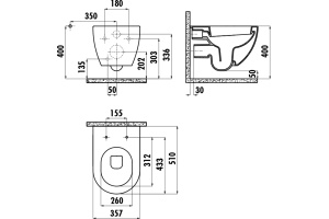 Унитаз подвесной Creavit Free FE320.20100 базальт - 3