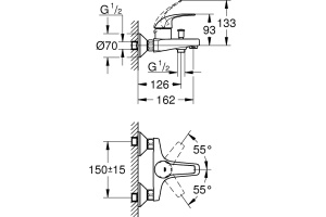 Смеситель Grohe BauCurve 23599000 для ванны с душем - 2