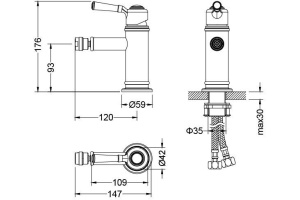 Смеситель для биде Timo Arisa 5312/02F антик - 2