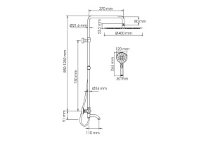 Душевая система WasserKraft 40 с термостатом хром - 3