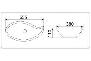 Раковина накладная CeramaLux N 65.5 см белый (9052) - 3