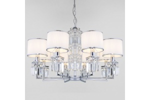 Подвесная люстра Eurosvet Zaffiro 10099/8 хром/прозрачный хрусталь Strotskis (новый абажур)