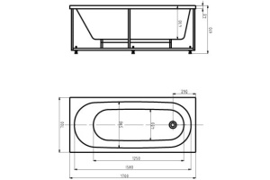 Оберон 170 пустая с фр.экр.(слив справа) - 2