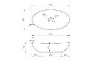 Раковина накладная Abber Stein 62х34.5 белый матовый - 3