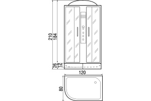 Душевая кабина с поддоном River Dunay 120/80/24 MT R (10000000804) - 3