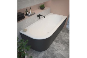 Акриловая ванна Cezares Slim Corner черный, матовый (SLIM CORNER-180-80-60-R-NERO-SET) - 2