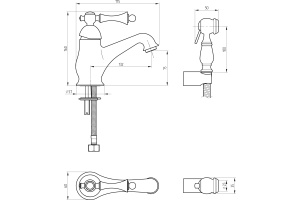 Смеситель для раковины Migliore Bomond 26887 с гигиеническим душем, золото - 3