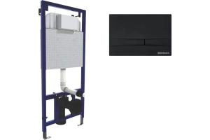 Система инсталляции для унитазов Berges Wasserhaus Novum 040255 с кнопкой смыва, черная