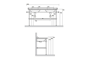 Kerasan Waldorf Металлическая структура для раковины 150см, со стеклянной полочкой, цвет бронза (из 2-х коробок: арт. 919593+920293 и 919801) - 2