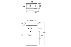 SIMAS AGILE Раковина подвесная 40х20 см, правая , с 1 отв под смеситель,цвет NERO MATT - 3
