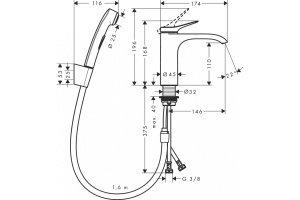 Смеситель для раковины с гигиеническим душем Hansgrohe Vivenis хром - 2