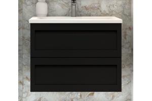 PLATINO База под раковину подвесная с двумя выкатными ящиками, Черный матовый AM-Platino-750-2C-SO-NM - 2