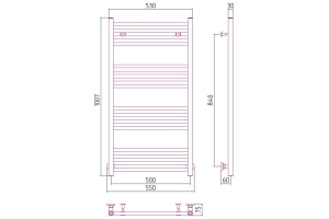 Полотенцесушитель водяной ДР МОДУС 1000х500 (Без покрытия) - 3
