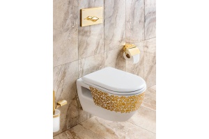 Унитаз подвесной Creavit TP325 золото, цветы - 2