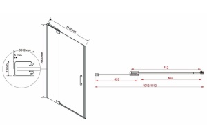 Душевая дверь Vincea Extra 110 черная стекло прозрачное - 2