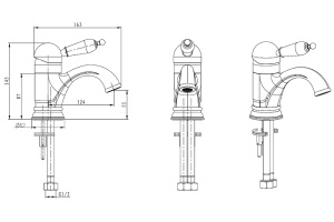Смеситель для умывальника низкий Boheme Murano золото - 2