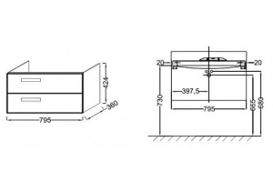 Тумба под раковину Jacob Delafon Rythmik 79.5 см (EB1302-E70) - 3