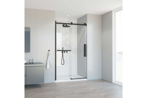 Душевая дверь в нишу Vincea Como Soft 110х195 профиль черный стекло прозрачное 