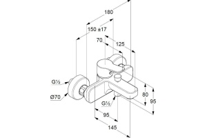 Смеситель Kludi Pure&Easy для ванны с душем 376810565 - 2