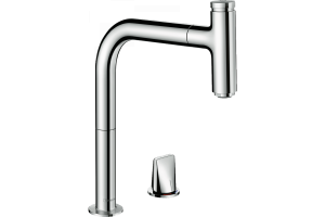 Кухонный смеситель на Hansgrohe Metris Select M71 2 отверстия, однорычажный, 200, с вытяжным изливом, 1jet, sBox, хром 73804000