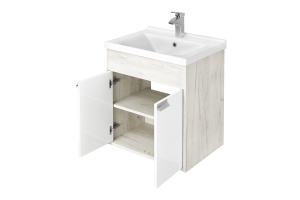 Тумба с раковиной Aquaton Флай 60 белый-светлое дерево - 3