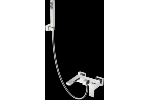 Смеситель для ванны с душем Boheme Qubic сталь глянцевый