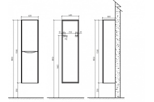 Шкаф-пенал Belbagno Ancona-n 40х150 Rovere Moro (ANCONA-N-1500-2A-SC-RW-R) - 2