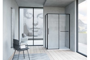 Душевой уголок Vincea Slim Soft 120х80 профиль черный стекло прозрачное  - 2