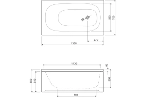Акриловая ванна Cezares Eco 130x70 (ECO-130-70-40-W37) - 2